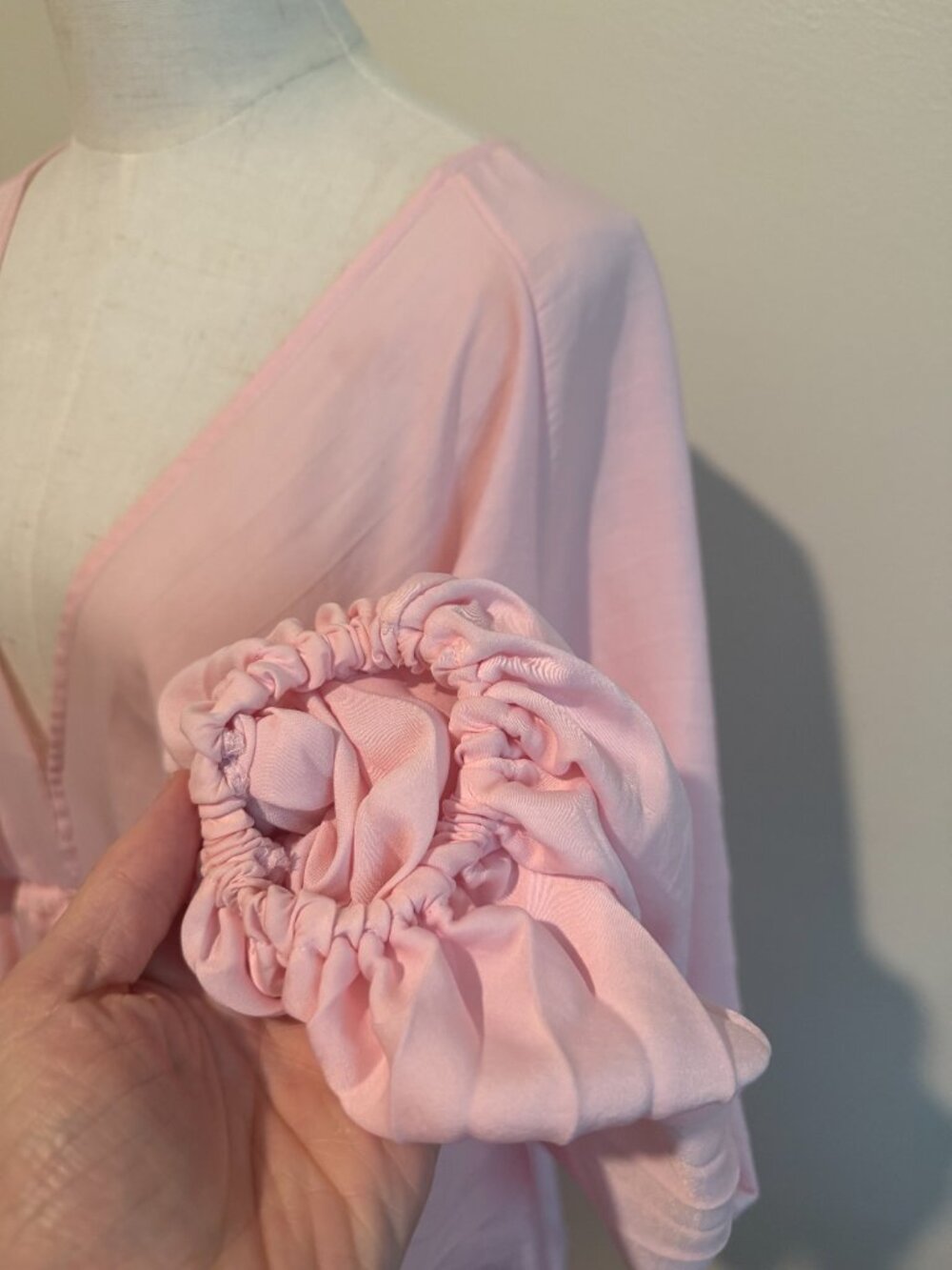 Free People Pink Boho Pleated Long Sleeve Mini Slip Dress S - Picture 4 of 8